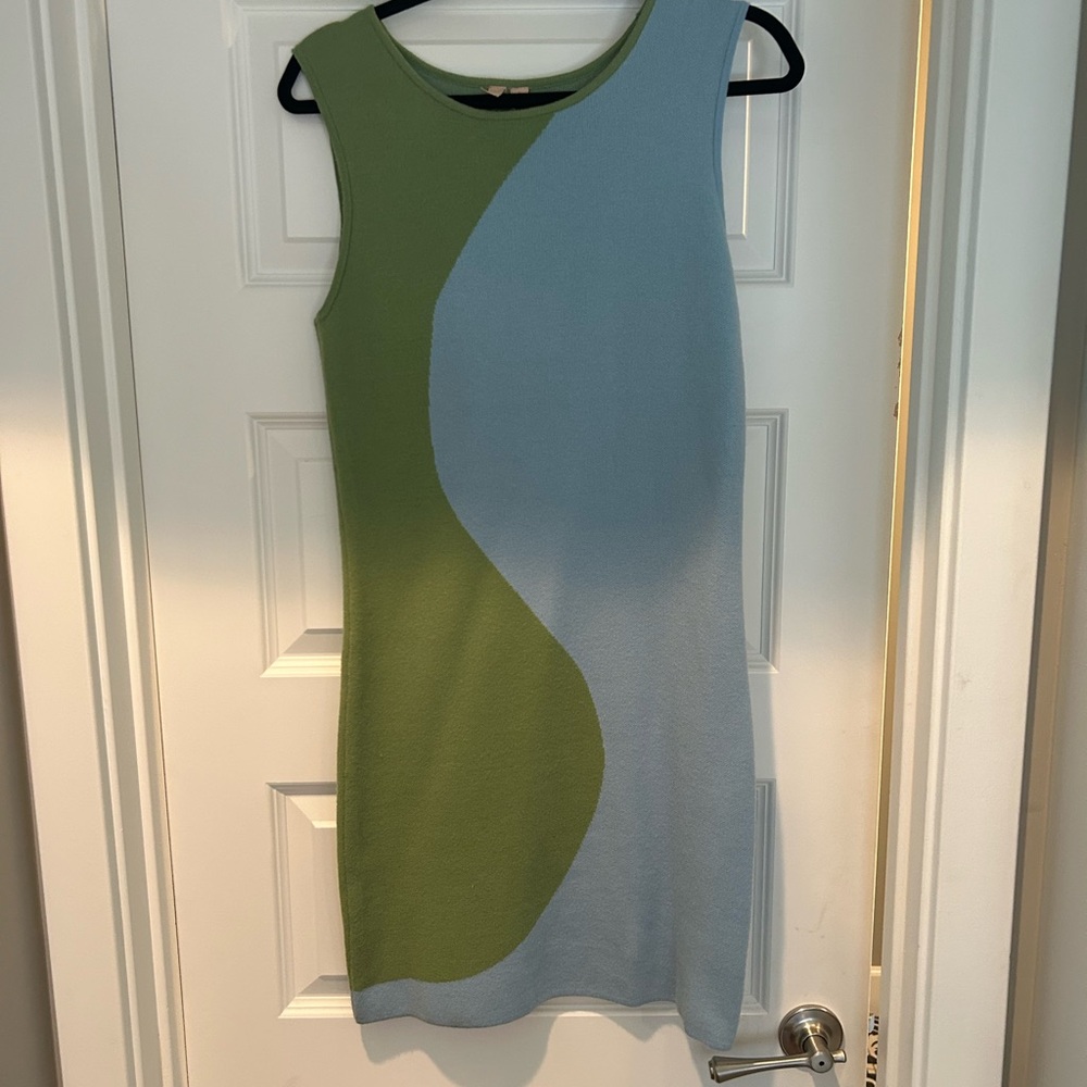 Stylish Green and Blue Sleeveless Dress